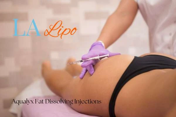 Woman having fat dissolving injections Warwickshire on thighs