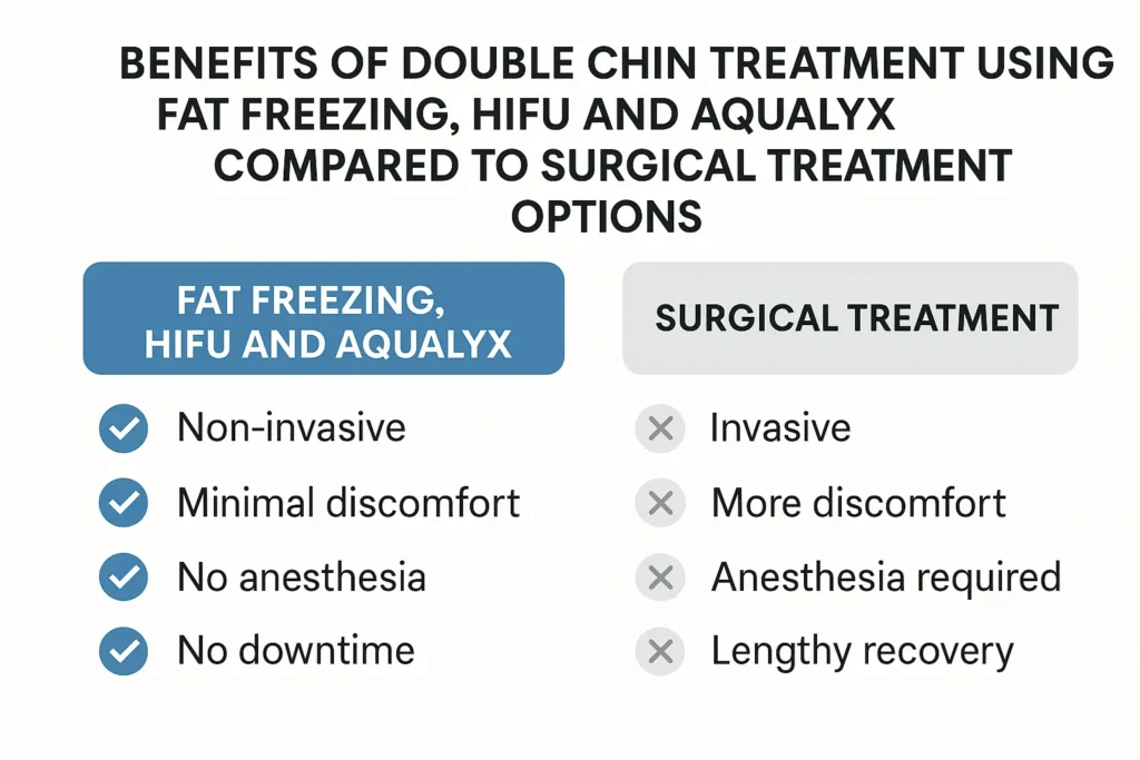 Graphic about the benefits of double chin treatment Warwickshire - from LA LIPO