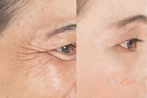 Before and after results of woman - HI-fu wrinkles reduction treatment Warwickshire