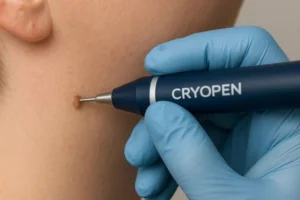 Person receiving skin tag removal Warwickshire
